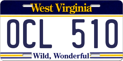 WV license plate OCL510