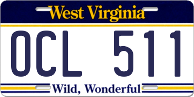 WV license plate OCL511