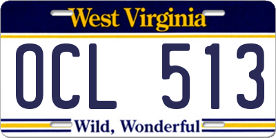 WV license plate OCL513