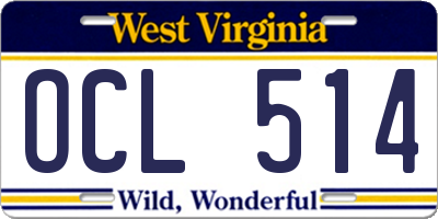 WV license plate OCL514