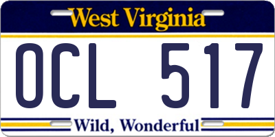 WV license plate OCL517