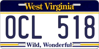 WV license plate OCL518
