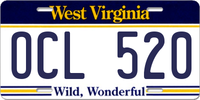 WV license plate OCL520