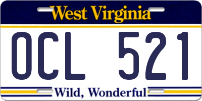 WV license plate OCL521
