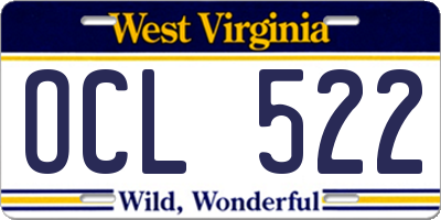 WV license plate OCL522