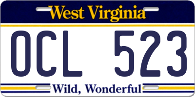 WV license plate OCL523