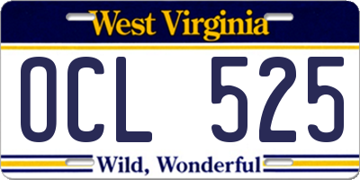 WV license plate OCL525