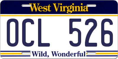 WV license plate OCL526