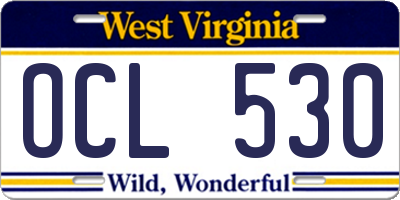 WV license plate OCL530