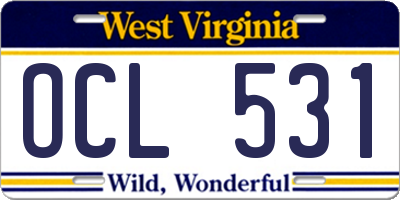 WV license plate OCL531