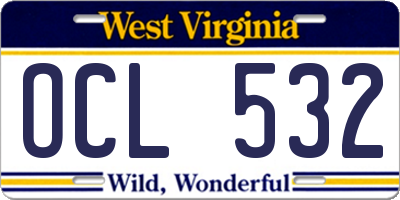 WV license plate OCL532