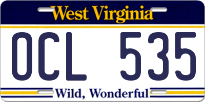 WV license plate OCL535