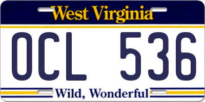 WV license plate OCL536