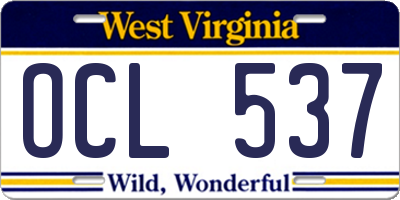 WV license plate OCL537