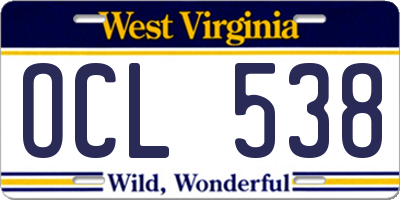 WV license plate OCL538