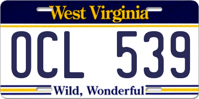 WV license plate OCL539