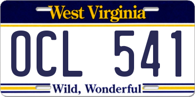 WV license plate OCL541