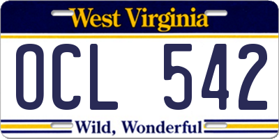 WV license plate OCL542