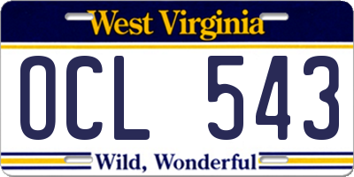 WV license plate OCL543