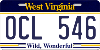 WV license plate OCL546