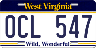 WV license plate OCL547