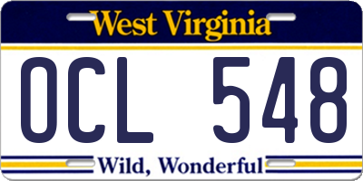 WV license plate OCL548