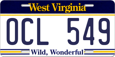 WV license plate OCL549