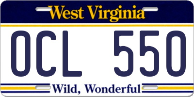 WV license plate OCL550