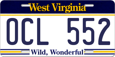 WV license plate OCL552