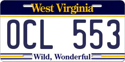 WV license plate OCL553