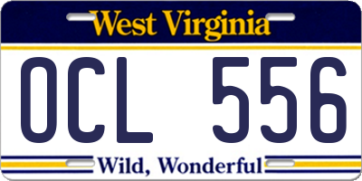 WV license plate OCL556