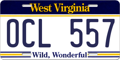 WV license plate OCL557