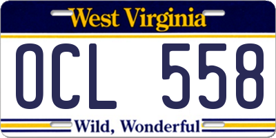 WV license plate OCL558