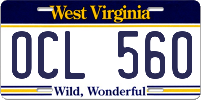 WV license plate OCL560