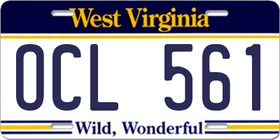 WV license plate OCL561