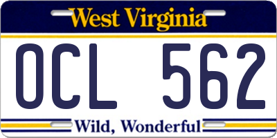 WV license plate OCL562