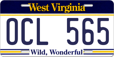 WV license plate OCL565