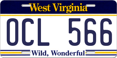 WV license plate OCL566