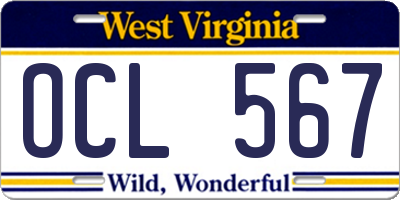 WV license plate OCL567