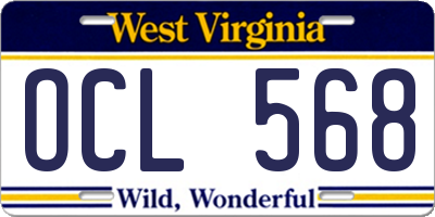 WV license plate OCL568