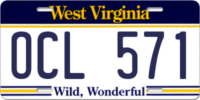 WV license plate OCL571