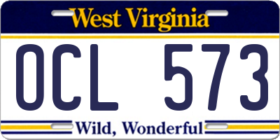 WV license plate OCL573