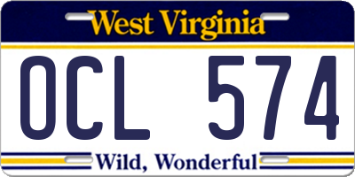 WV license plate OCL574
