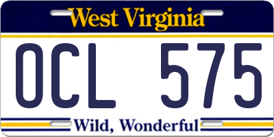 WV license plate OCL575