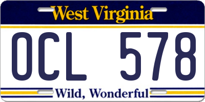 WV license plate OCL578