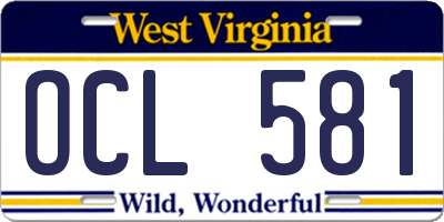WV license plate OCL581