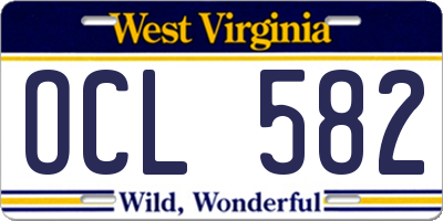WV license plate OCL582