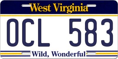 WV license plate OCL583