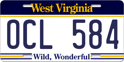 WV license plate OCL584