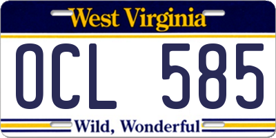 WV license plate OCL585